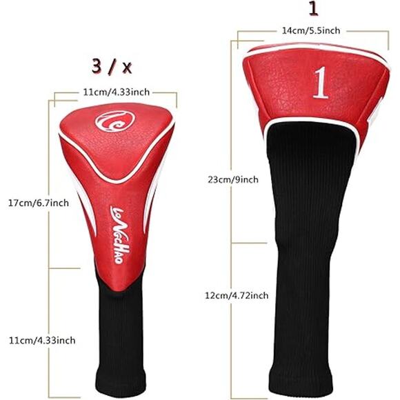 Red & White Golf Head Covers 3pcs Set, Driver Fairway Wood Headcovers 1/ 3 / X - Picture 4 of 12